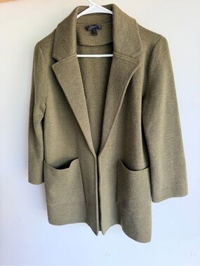 J. Crew Olive Green Open-Front Knit Coatigan